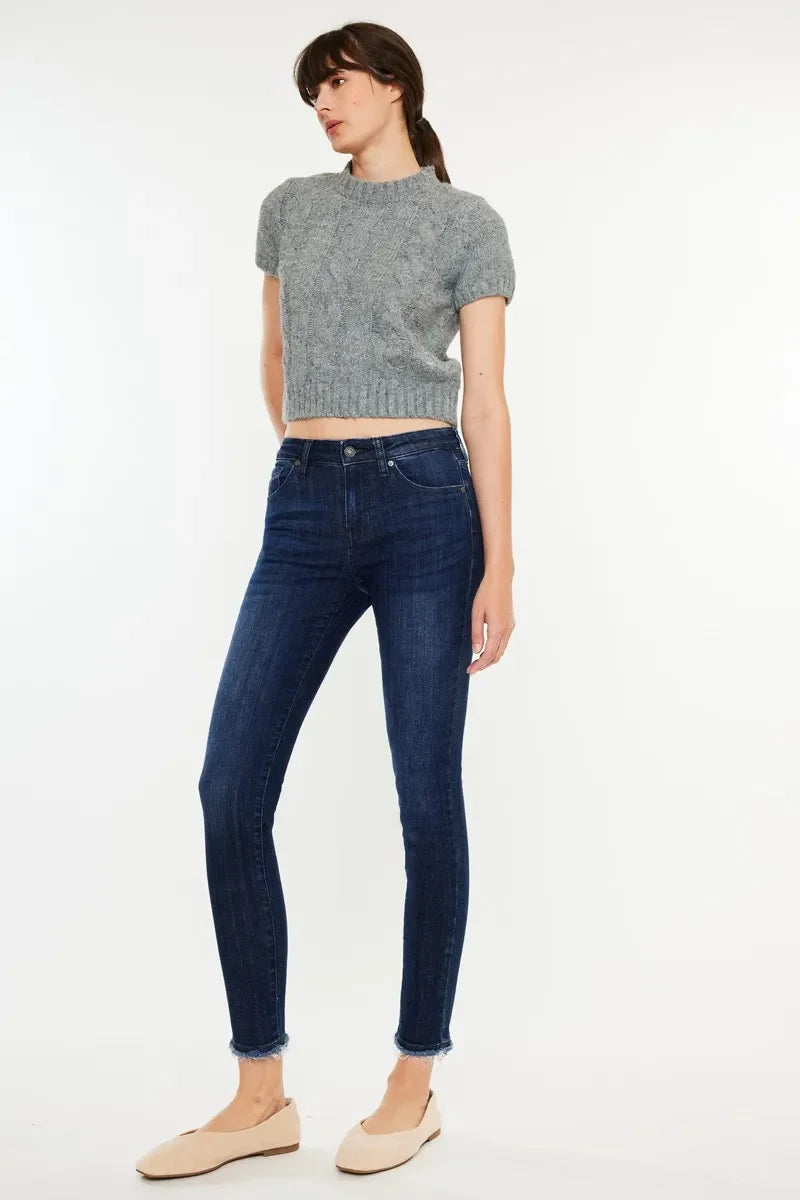 High-Rise Slim Fit Raw Hem Ankle Jeans - Eva's Edition
