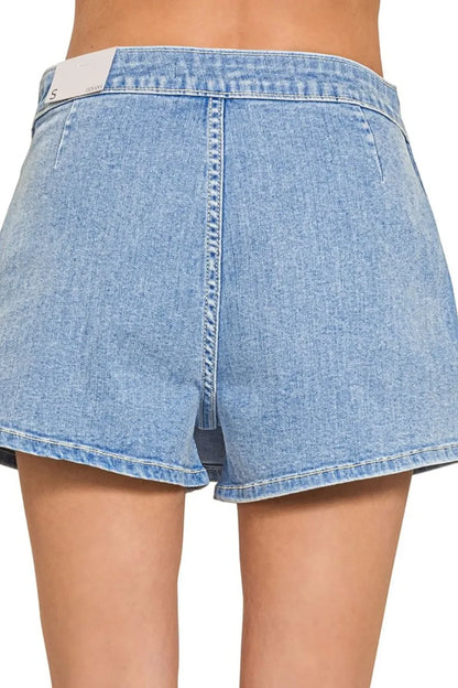 Wrap Front Skort Denim Shorts - Eva's Edition