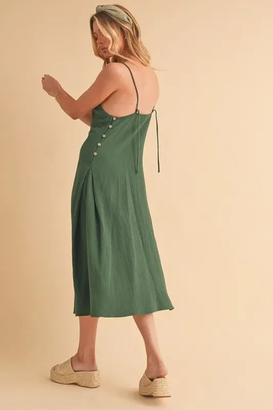 Side Button Midi Cami Dress - Eva's Edition