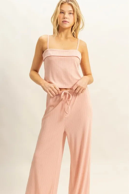 Rib Knit Cami Top and Pants Set - Eva's Edition