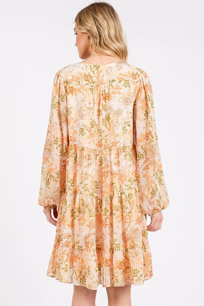 Chiffon Babydoll Long Sleeve Mini Dress - Eva's Edition