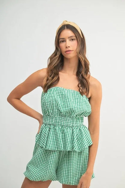 Gingham Tube Top and Shorts Set - Eva's Edition