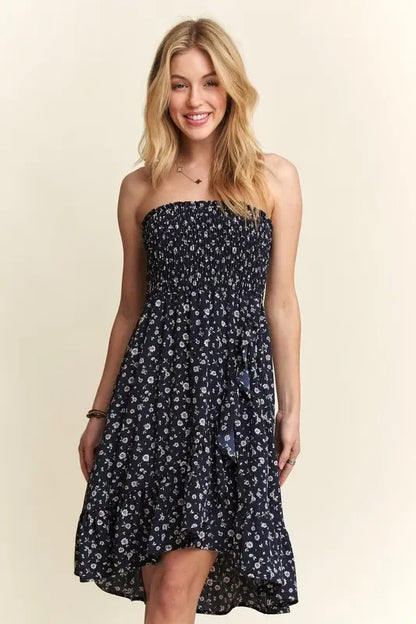 Smocked Floral Tube Dress with Pockets - Eva's Edition