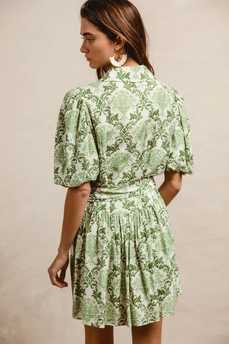 Floral Short Sleeve Mini Shirt Dress - Eva's Edition