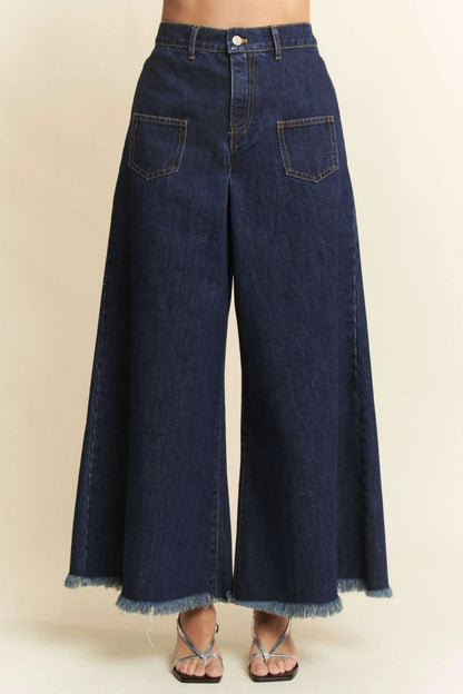Patch Pocket Wide Leg Culotte Jeans - Eva's Edition