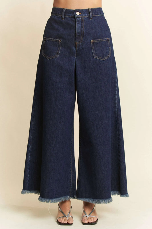 Patch Pocket Wide Leg Culotte Jeans - Eva's Edition