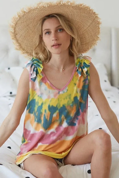Knitted V Neck Top With Ruffle - Eva's Edition
