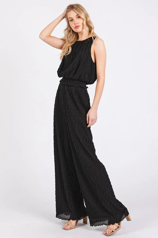 Textured Stretchy Crop Tank and Pants Set - Eva's Edition