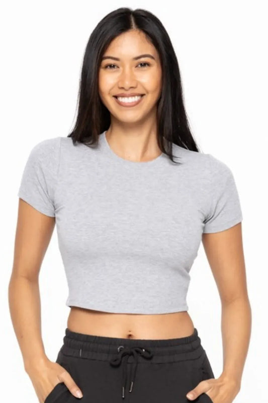 Micro-ribbed Cropped Athleisure Tee - Eva's Edition