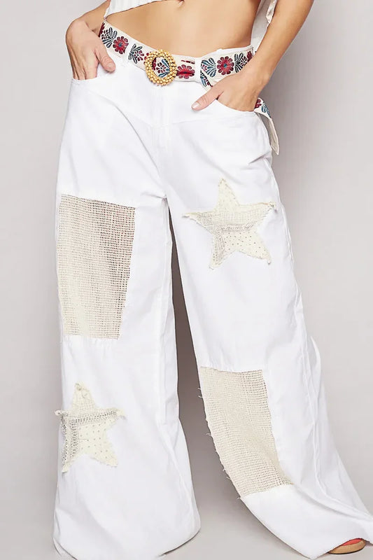 Star Patch Wide Leg Pants - Eva's Edition