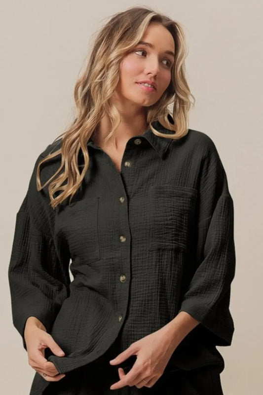Crinkle Gauze Shirt and Short Set - Eva's Edition