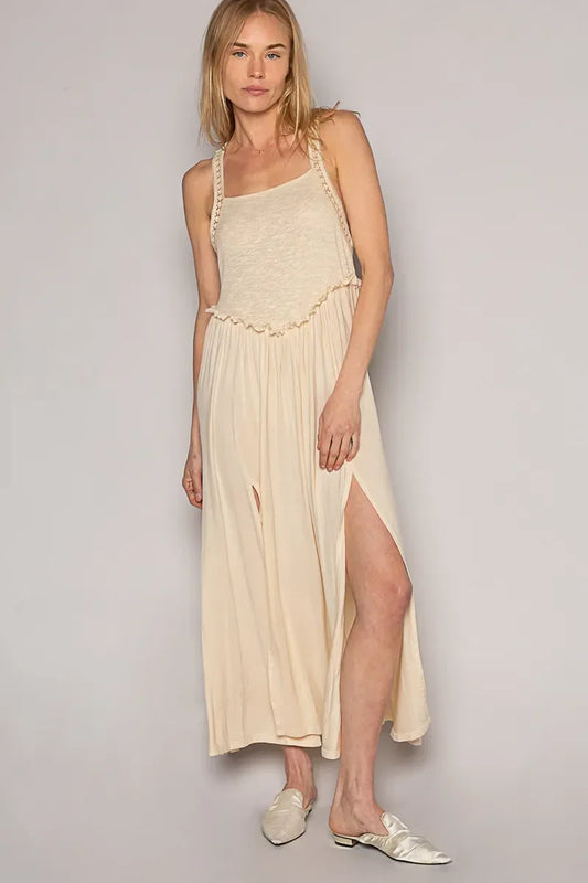 Frill Slit Square Neck Cami Dress - Eva's Edition