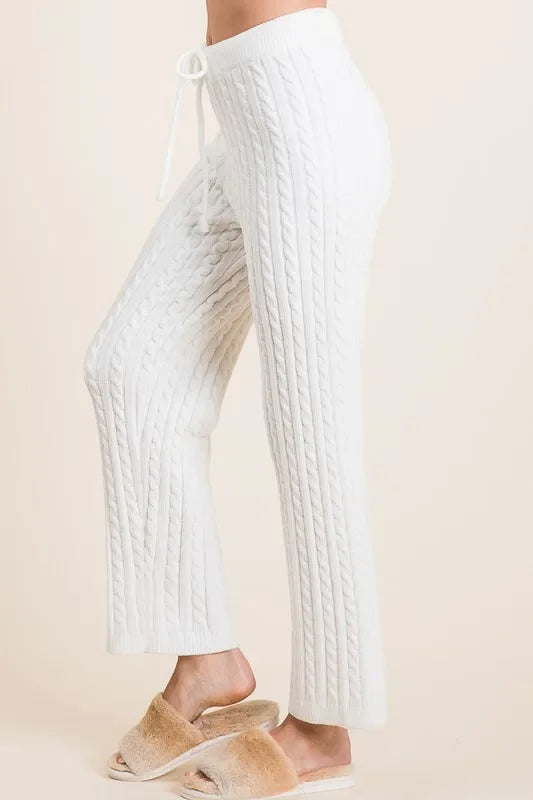 Cable-Knit High Waist Sweater Pants - Eva's Edition