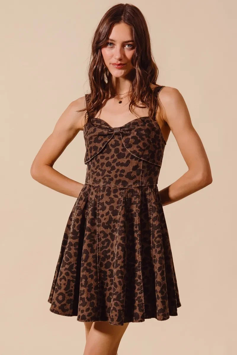 Mineral Washed Leopard Flare Cami Dress - Eva's Edition
