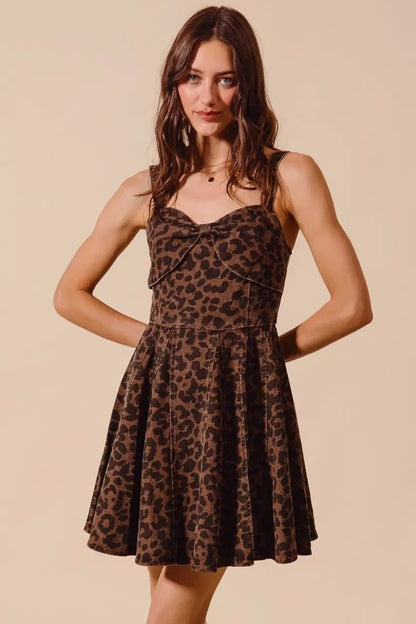 Mineral Washed Leopard Flare Cami Dress - Eva's Edition