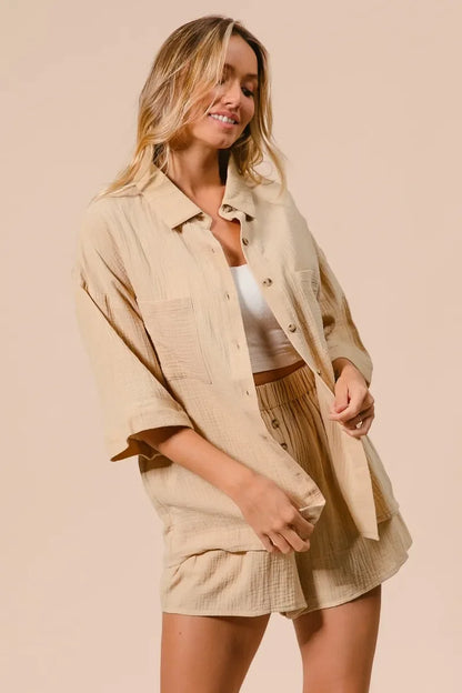 Crinkle Gauze Shirt and Short Set - Eva's Edition
