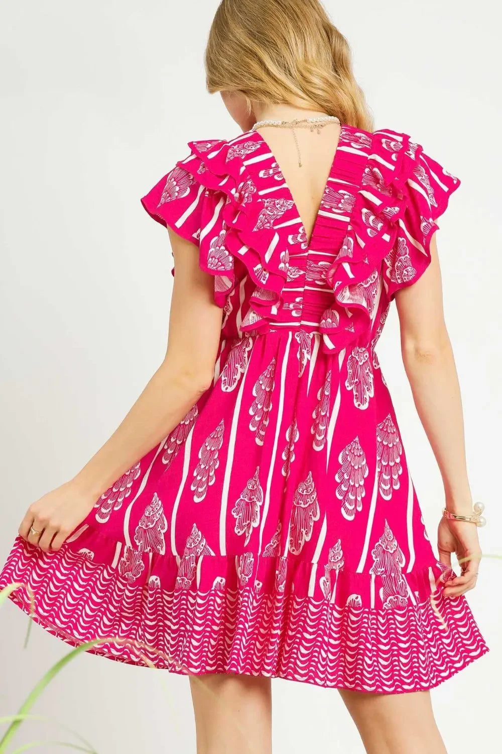 Off-Shoulder Paisley Print Ruffled Mini Dress - Eva's Edition