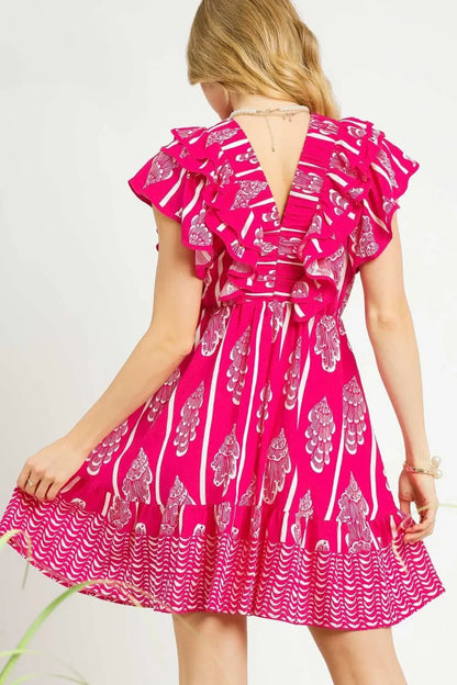 Off-Shoulder Paisley Print Ruffled Mini Dress - Eva's Edition