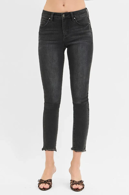 Tummy Control Mid Rise Crop Skinny Jeans Plus Size - Eva's Edition