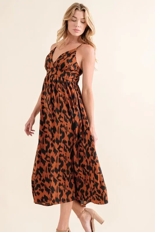 Leopard Print Plunge Maxi Dress - Eva's Edition