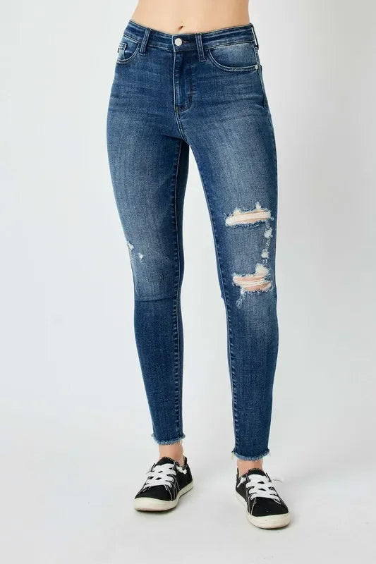 High Waist Distressed Skinny Jeans - Eva's Edition