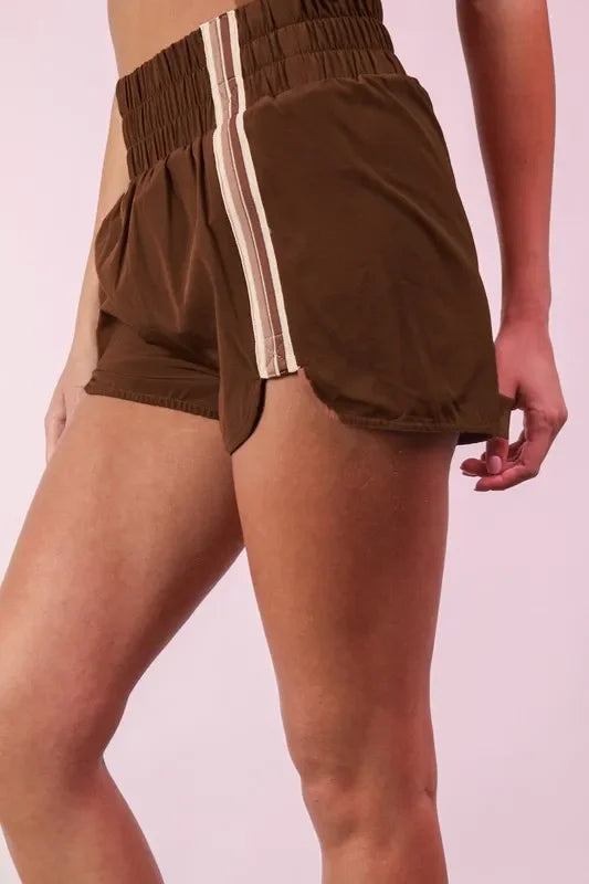 Striped Trim Detail Activewear Shorts - Eva's Edition