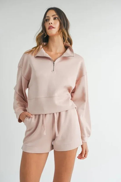 Half Zip Sweatshirt and Shorts Set - Eva's Edition