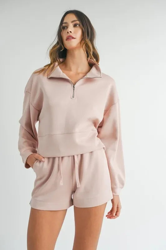Half Zip Sweatshirt and Shorts Set - Eva's Edition