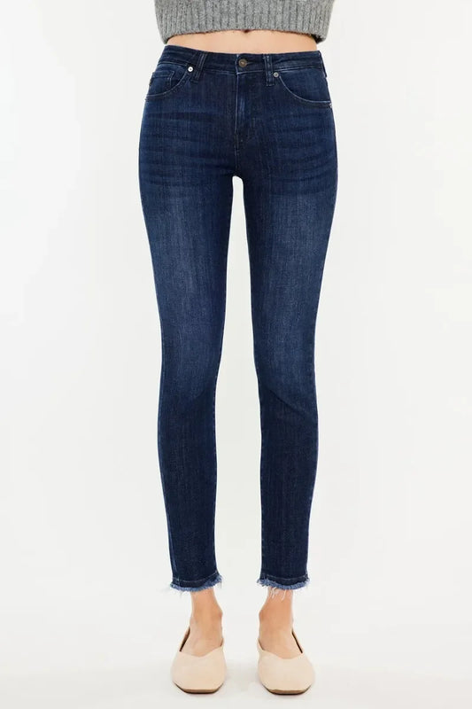 High-Rise Slim Fit Raw Hem Ankle Jeans - Eva's Edition