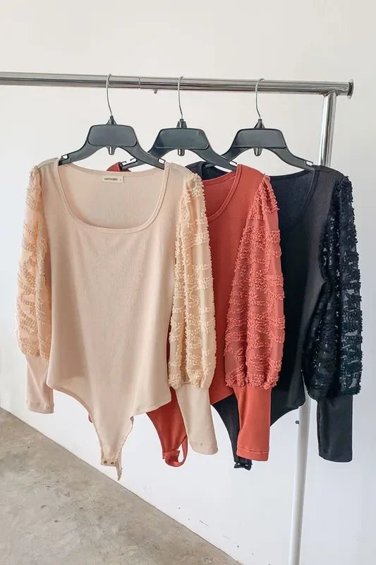 Textured Puff Sleeve Bodysuit - Eva's Edition