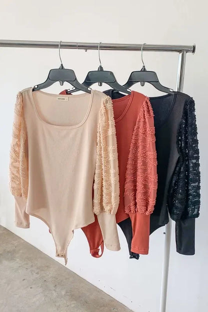 Textured Puff Sleeve Bodysuit - Eva's Edition