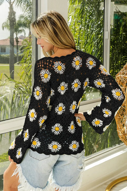 Floral Crochet Net Lace Cover Up - Eva's Edition