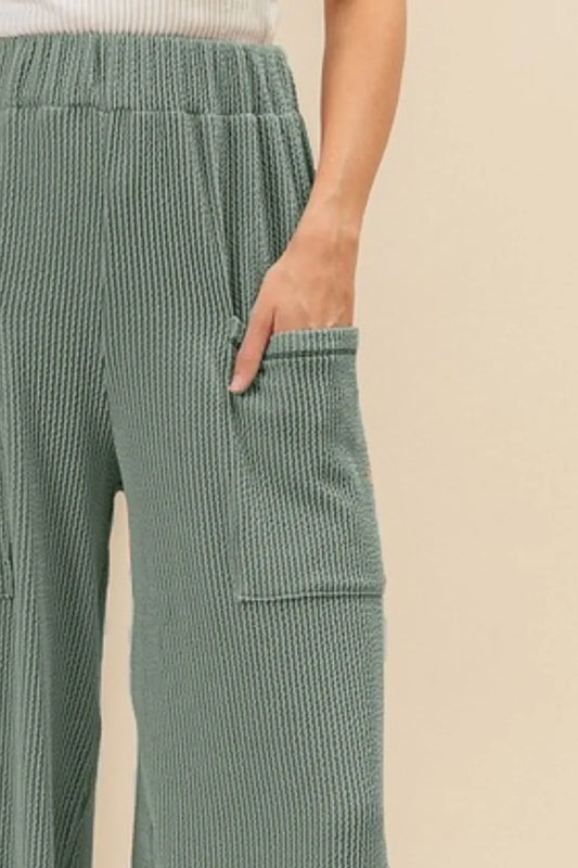 2tone Cord Rib Waist Band Side Pocket Pants - Eva's Edition