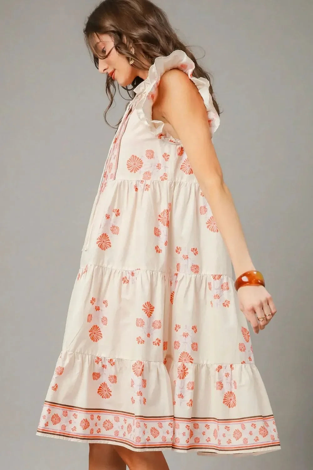 Tie Neck Ruffle Cap Sleeve Dress - Eva's Edition