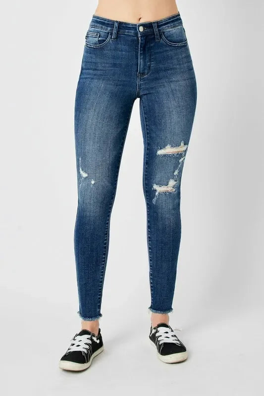 High Waist Distressed Skinny Jeans - Eva's Edition