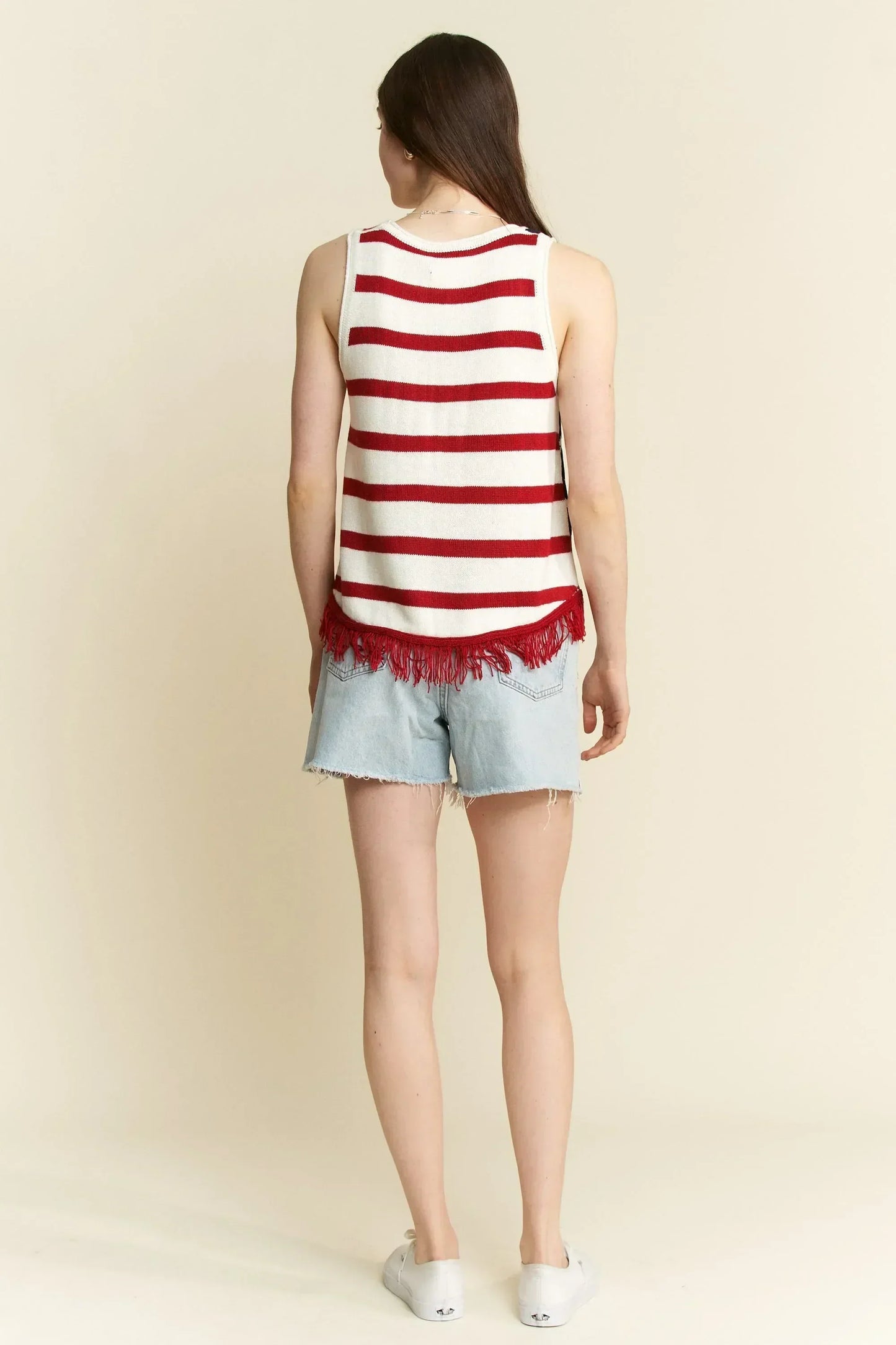 American Flag Fringe Tank Top Plus Size - Eva's Edition