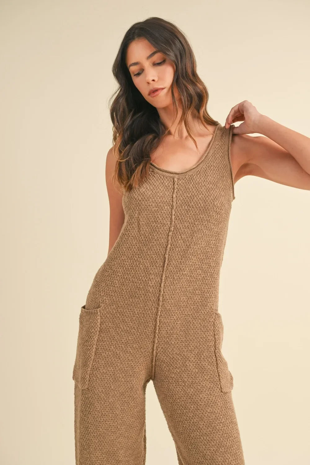 Sleeveless Knit Crop Jumpsuit with Pockets - Eva's Edition