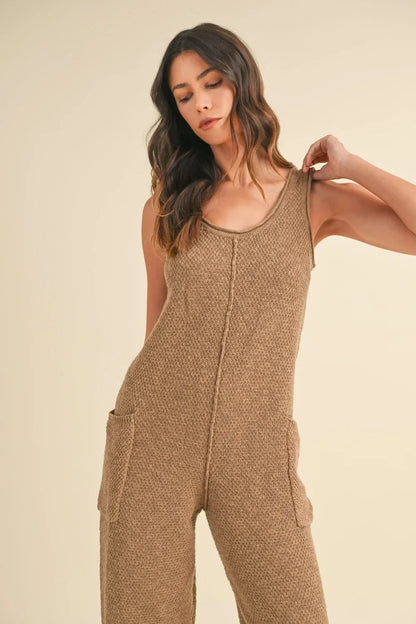 Sleeveless Knit Crop Jumpsuit with Pockets - Eva's Edition