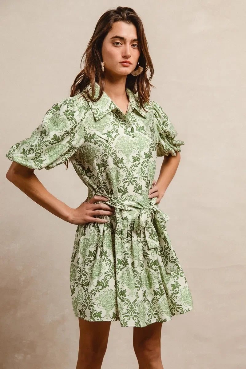 Floral Short Sleeve Mini Shirt Dress - Eva's Edition