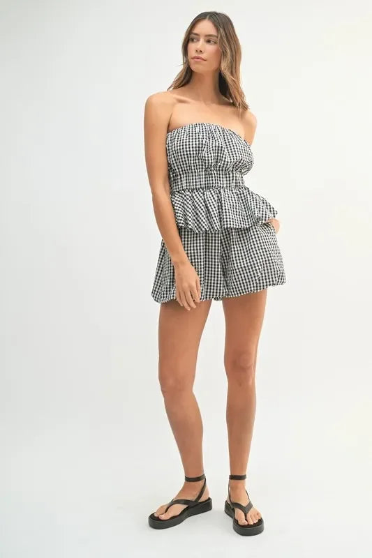 Gingham Tube Top and Shorts Set - Eva's Edition