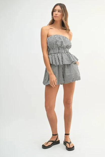 Gingham Tube Top and Shorts Set - Eva's Edition