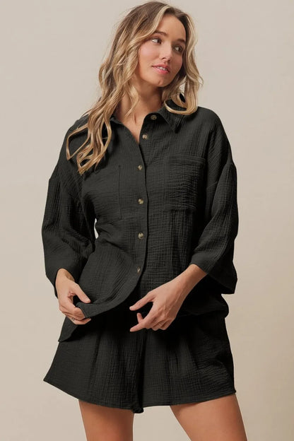 Crinkle Gauze Shirt and Short Set - Eva's Edition