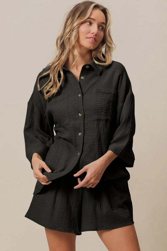 Crinkle Gauze Shirt and Short Set - Eva's Edition