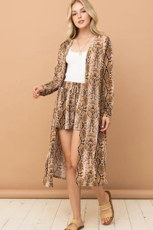 Animal Print Kimono and Shorts Set - Eva's Edition
