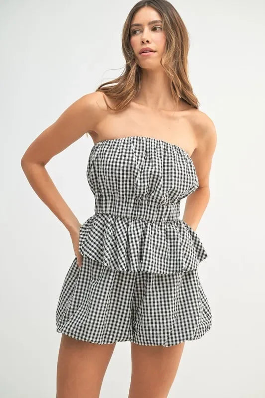 Gingham Tube Top and Shorts Set - Eva's Edition