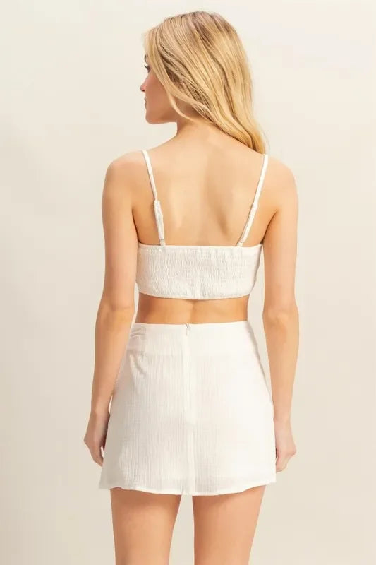 Ruched Bra Top and Mini Skirt Set - Eva's Edition