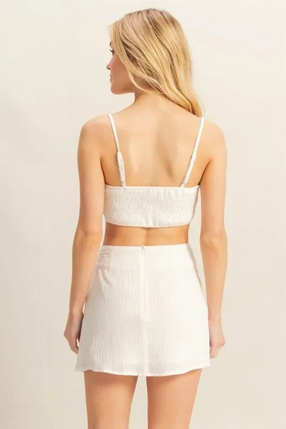 Ruched Bra Top and Mini Skirt Set - Eva's Edition