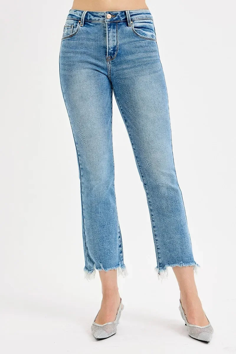 High Rise Crop Straight Slim Jeans Plus Size - Eva's Edition