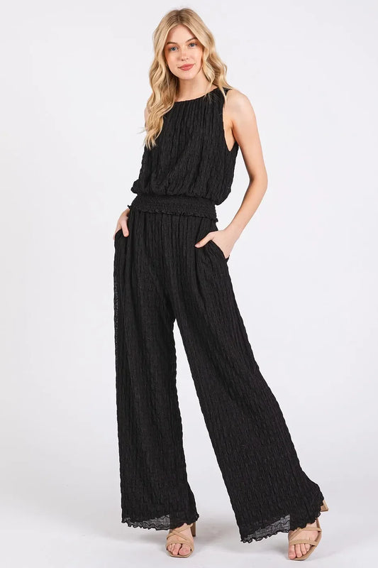 Textured Stretchy Crop Tank and Pants Set - Eva's Edition