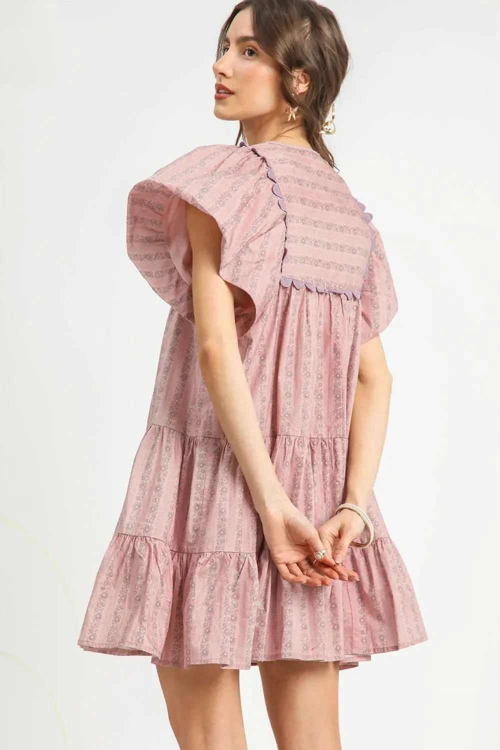 Ruffled Cap Sleeve Tiered Mini Dress - Eva's Edition